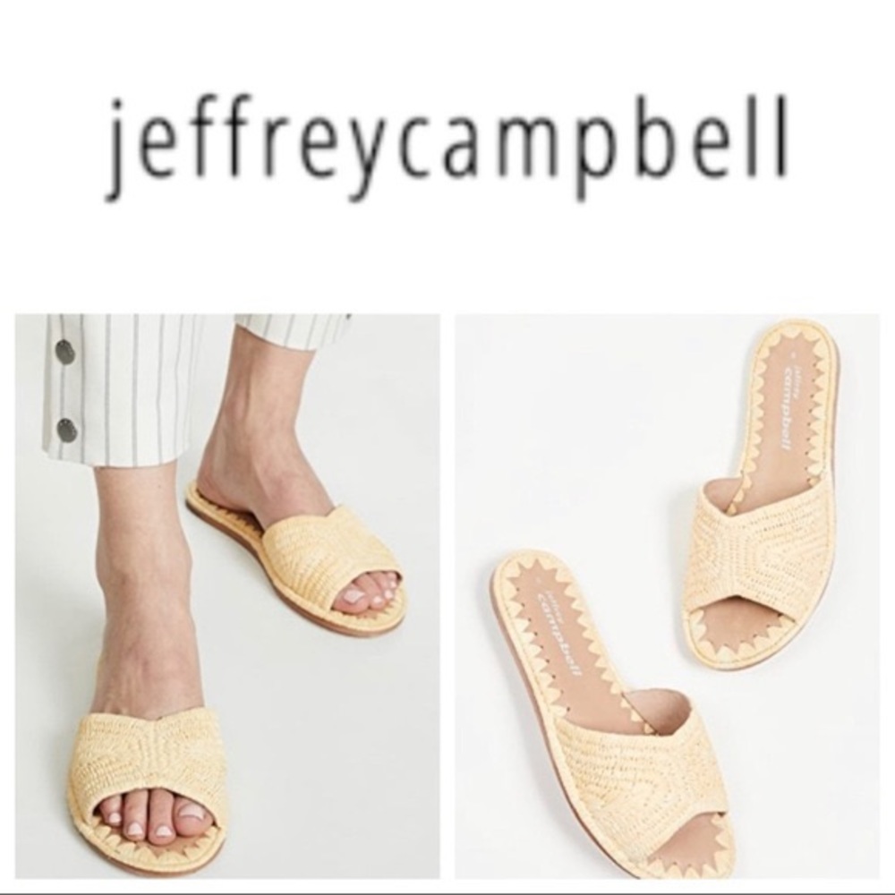 Jeffrey Campbell Dane Woven Flat Slide Sandal - Grey - Size: 8.5